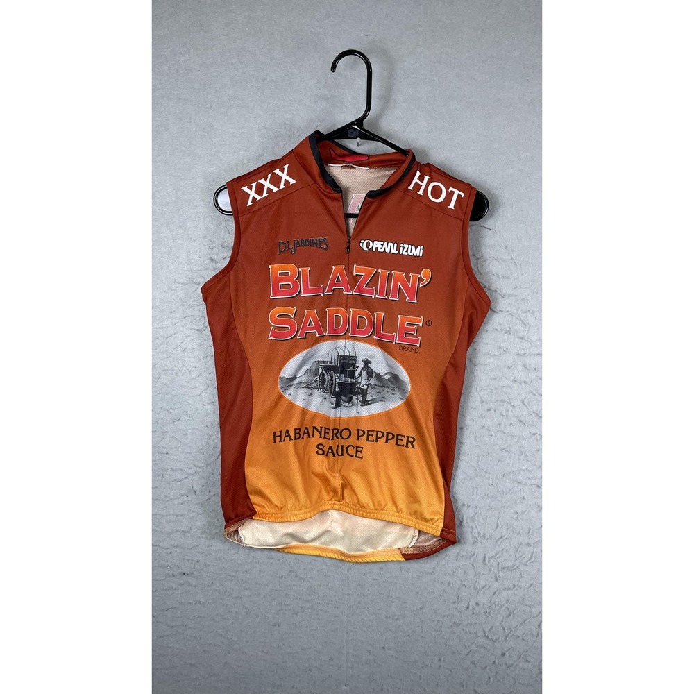 Pearl Izumi Cycling Jersey Tank Womens Medium Orange‎ Blazin Saddle XXX Hot USA